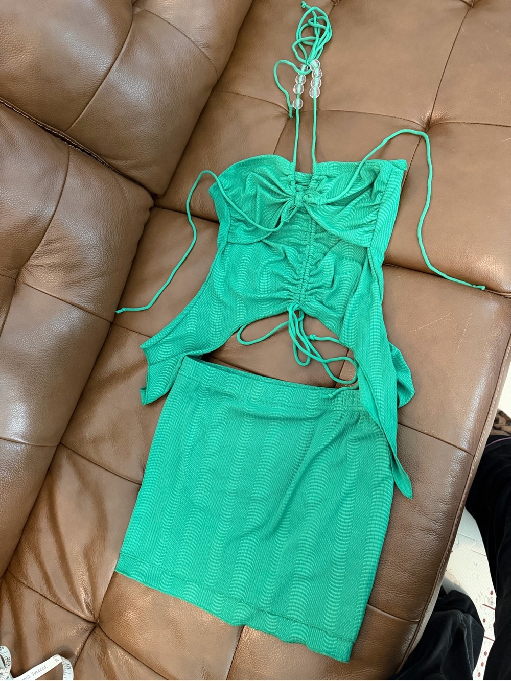 Green skirt set